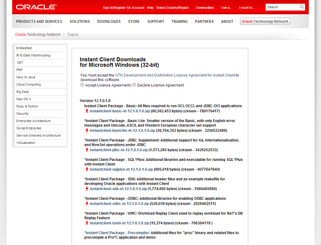 Instant Client downl...