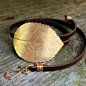 Fancy - Bronze Rose Leaf Leather Wrap Bracelet