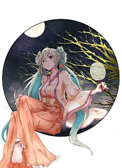 VOCALOID 初音未来 同人图 插画 壁纸 | 中秋 | 半次元-第一中文COS绘画小说社区
画师 锦筠Rex