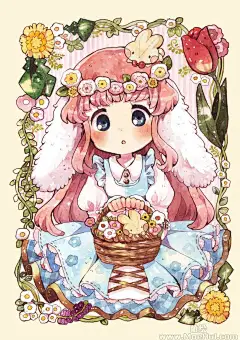 【1004】日本插画师 Mokarooru：人物太可爱了，细节非常的细腻~ – 三只猫文化艺术官网