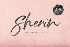 画笔手绘英文SVG贺卡标签海报墙上艺术品牌包装设计字体素材 Sherin SVG Font