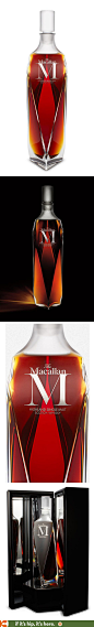 The Macallan M's contemporary faceted bottle by Lalique in a mirrored presentation box.