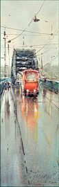 dusan-djukaric-red-tram-watercolor-17x55-cm-gallery.jpg (255×800)