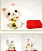 DIY Package Wool Felt Craft Needle Felting Animal Kit Set Lucky Cat Jac Keychain: 
