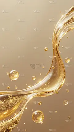 美妆系列清透感金色高光流体背景