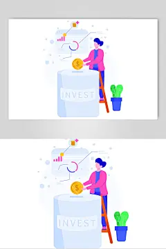 钱币时尚高端大气手绘金融矢量素材