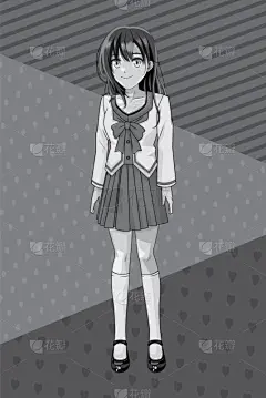 日本漫画风格,女孩,分离着色,可爱的,愉悦,图像,青少年,美,女人,自然美
