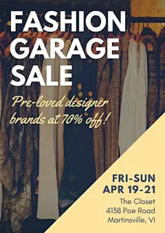 Pastel Yellow Fashion Garage Sale Poster