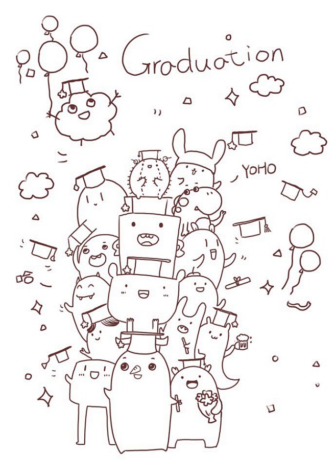 毕业的可爱手绘简笔画图片