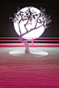 daniel arsham re-interprets a japanese rock garden with neon pink 'lunar' landscape.