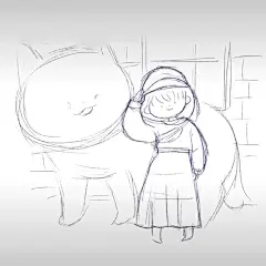 3D illustration-BIG CAT &amp; GIRL 007 : Big cat and girl