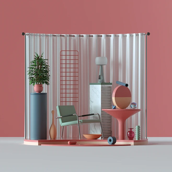Behance :: 为您呈现图片_C4D-抽象元素场景图片素材-花瓣网