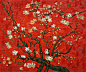文森特·凡高，杏树开花分行（红色释义），1890年
