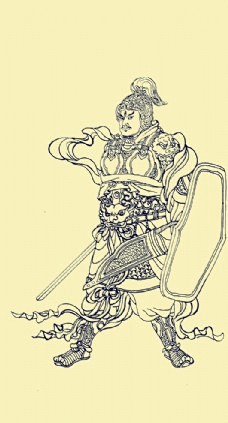 白描马王爷