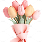 通用软3D风浪漫鲜花花束粉色花朵郁金香花束元素素材