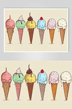 AI数字艺术手绘冰淇淋甜品插画