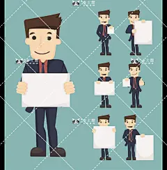 卡通公司商务职场员工白领PPT讲解营销表情包插画配图素材F112-淘宝网