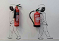 A creative way to store extinguishers on the wall...