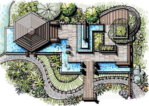 pavilion, landscape ...
