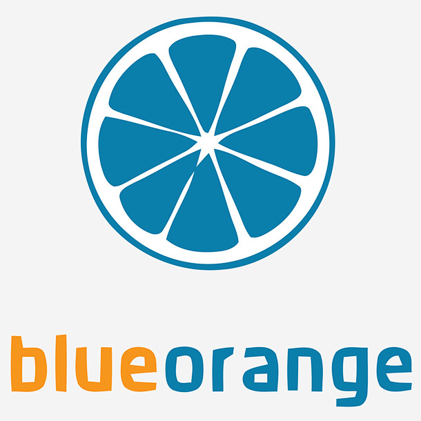 蓝色橙子logo矢量图免抠素材_88IC...