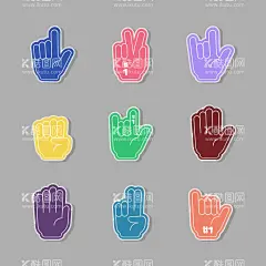 多彩手表情包手势  - 源文件下载【酷图网】表情包手,插画手,手势,多彩手,卡通手势,