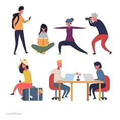 体育休闲娱乐人物插画AI矢量素材_免费素...