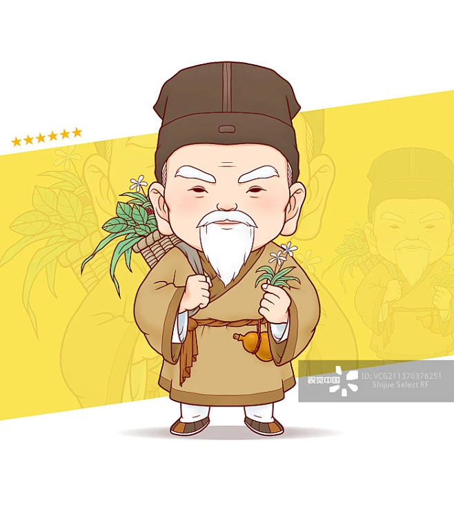 李时珍卡通形象插画设计—正版高清下载、购买_视觉中国图片素材中心-花瓣网