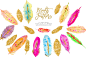 Watercolor Feathers clipart Download : These are perfect for every projects: • Art prints • Logos • Packaging • Stationery • Merchandise • Scrapbooking projects • Website and Social Media Banner • Book cover • Invitations •