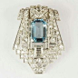 Art deco diamonds with aquamarine