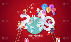 2019,新年前夕,贺卡,儿童,人,男孩,女孩,季节,冬天,设计