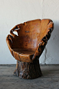 Hand Carved Tree Trunk Chair: 