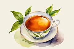 清新手绘浓酽的茶叶图片插画