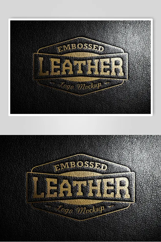 黑色皮布凹凸logo展示样机-花瓣网