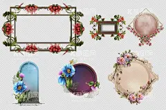 绝美手绘鲜花相框  - 源文件下载【酷图网】手绘鲜花相框,鲜花,手绘鲜花,叶子,绿叶,相框,边框,