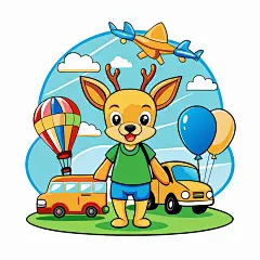 卡通人物梅花鹿娃娃插画