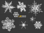 真实的冰晶、雪花图案素材photoshop笔刷下载