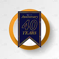 40周年、40周年彩色按钮图标。可以用于网页，logo，手机应用，UI, UX