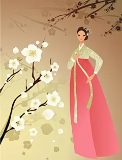 ??·韩服女孩·插画·韩国女孩·服饰·传统服饰 - 淡泊 - 淡泊