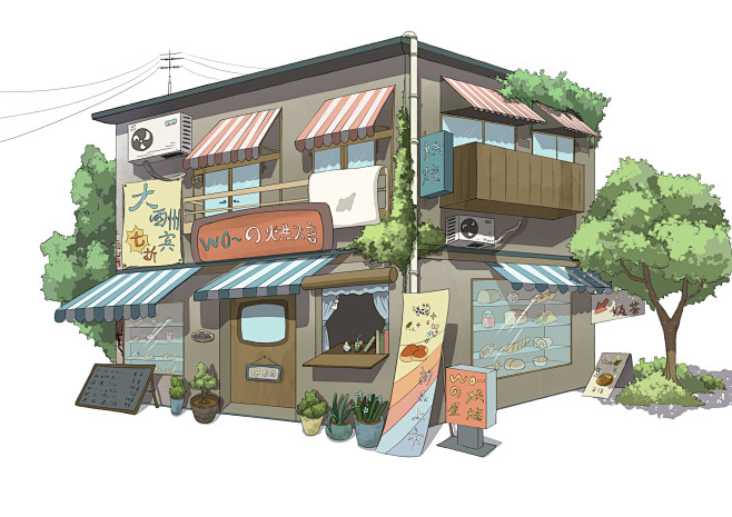 日系风格建筑插画