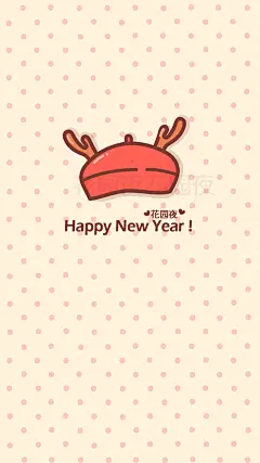 花园夜原创手绘。版权所有，侵权追究法律责任。新年/圣诞驯鹿帽子！平铺/小清新/手机壁纸/萌系/桌面/背景/微信/iPhone/note3 {微博@夜谜飒 }