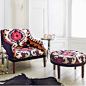 Suzani Print Bath Button Back Armchair