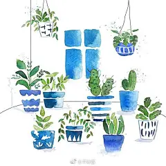 一大波水彩绿植，手帐素材~ 
ins:inksnthings ​（转）via @ins插画 ​​​​