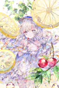 Lemon squash/おにねこのイラスト
公众号：星期五治愈星球，每天一张美图和你说早安