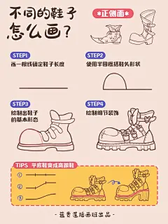 插画教程|✅4步学会22款不同角度鞋子画法 - 小红书