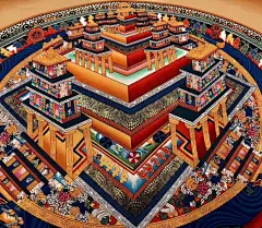 曼陀罗 3D立体坛城 《时轮金刚》纯手绘 纯金描绘手工唐卡 挂画-淘宝网