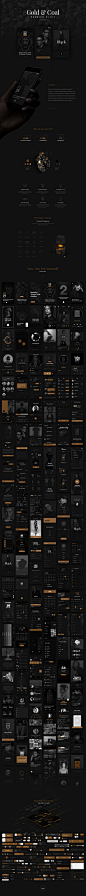 Gold & Coal - Premium UI Kit : I made this project with passion for these lovely and luxury colors: Black, White and Gold(-ish) . I tried to inject the luxury feeling of these colors into the contents directly. So here's my afford... Hope you enjoy wa