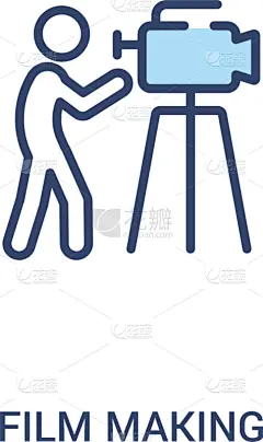 电影工业,概念,计算机图标,线条,极简构图,两个物体,白色,轮廓,相机,直的