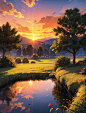 01242-1115759541-((no humans)),On the mountaintop,the thatch is tall,the wind blows through the grassland,evening,sunset,moderate heat,rich detai