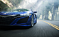 General 3840x2400 Acura NSX car vehicle mist forest road motion blur