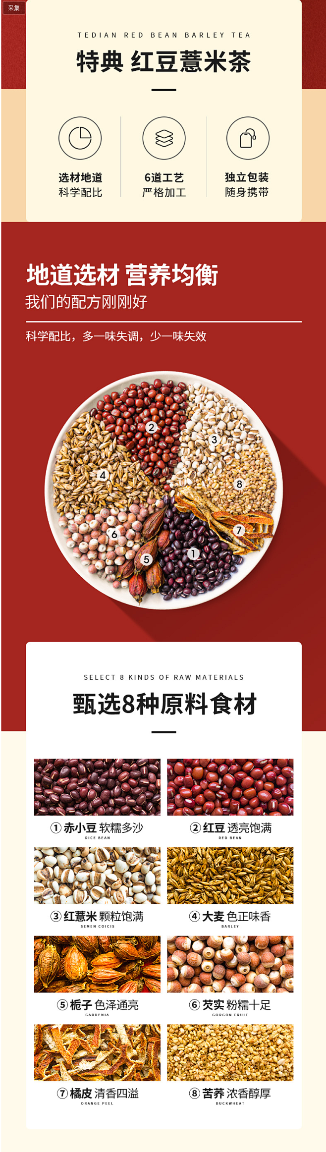特典红豆薏米茶赤小豆薏仁茶芡实苦荞大麦茶...